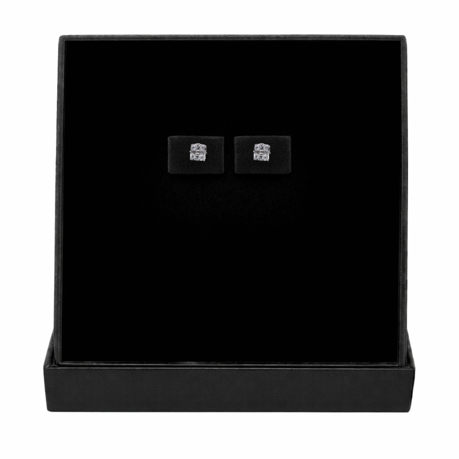 Brilliance Cluster Stud Earrings 925 Sliver Square Crystal Jewelry Free Shipping