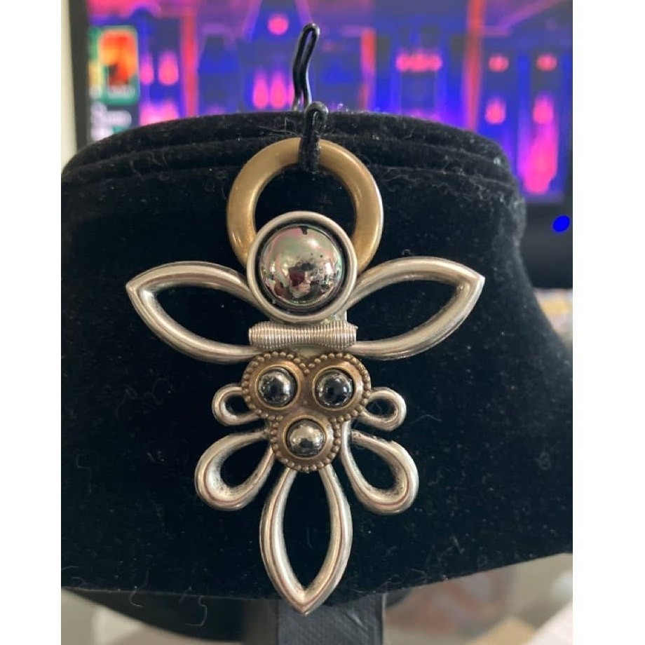 Modern Mixed Metals and Hematite Brooch