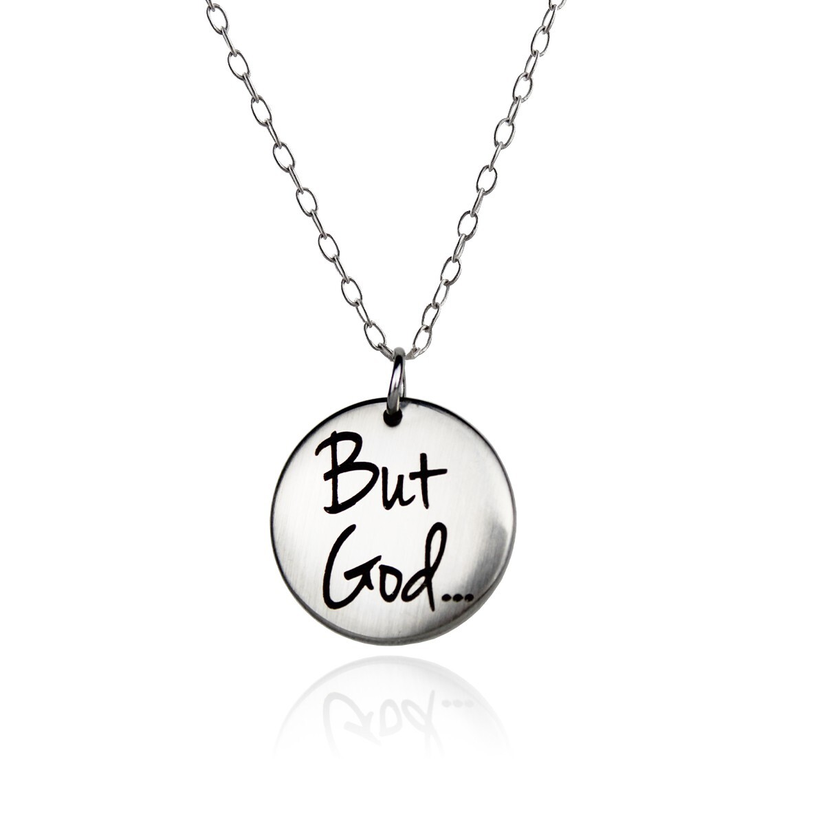 FashionJunkie4Life “But God…” Stainless Steel Round Pendant Necklace