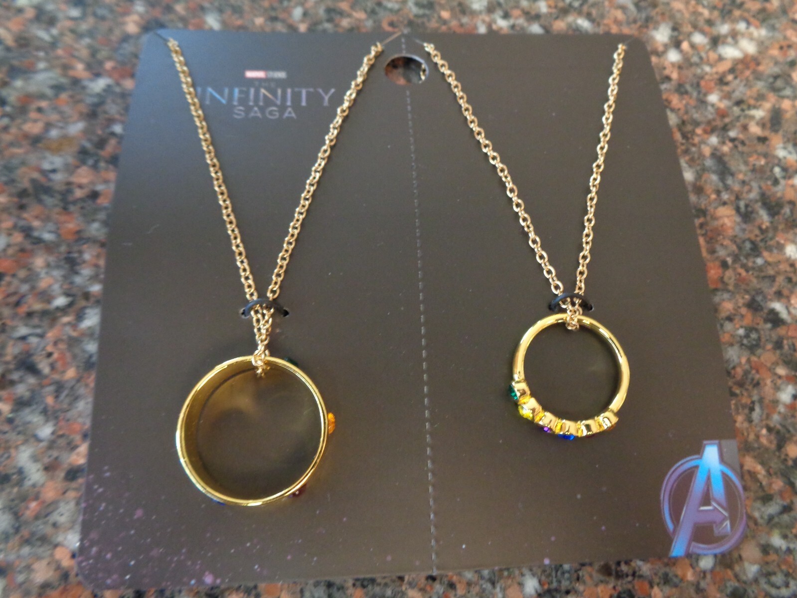 Marvel Infinity Stone Ring Charm Necklace Set of 2 Best Friend Infinity Saga New