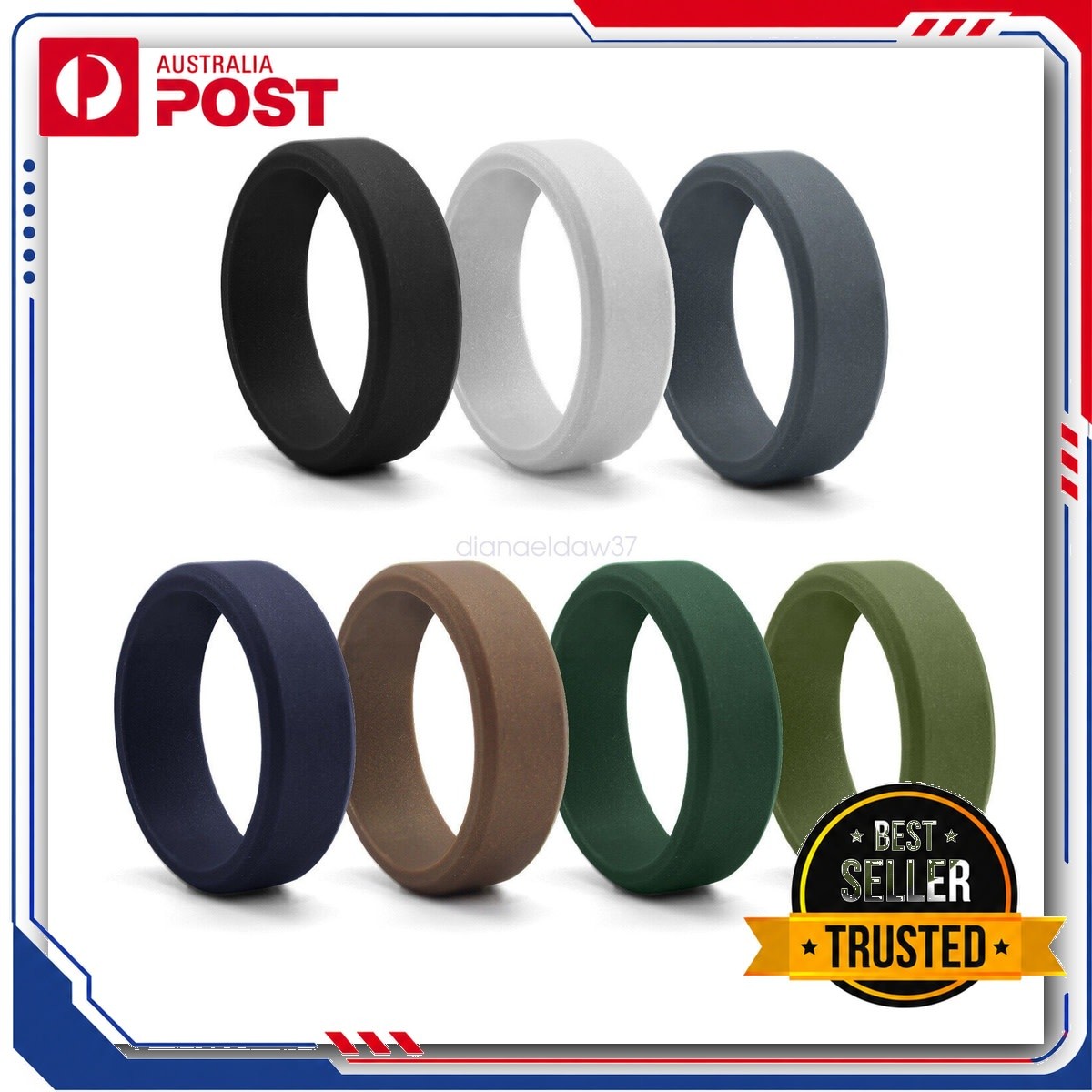 7pcs Flexible Silicone Rubber Wedding Rings Comfortable Sport Bands