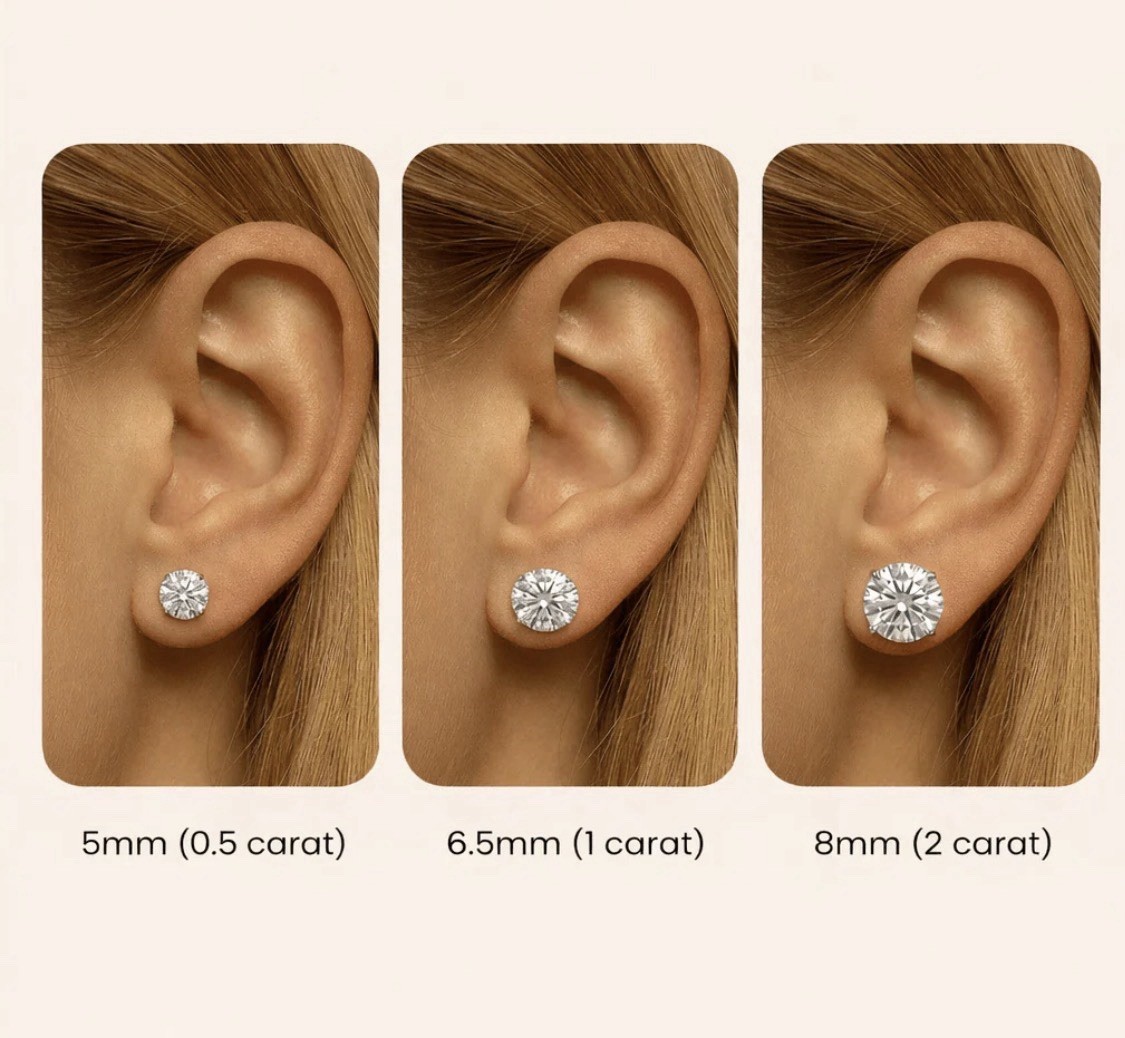 Moissanite Screw Back 925 Solitaire Stud Earrings GRA Certified D/VVS1