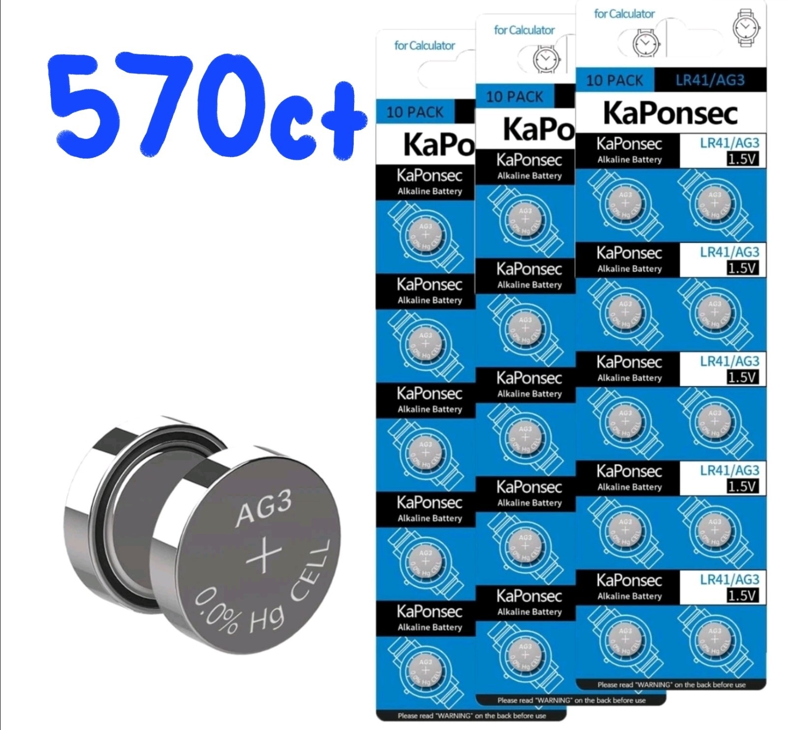 570Pcs AG3 LR41 Batteries 392 384 192 1.5V Alkaline Button Coin Cell Battery