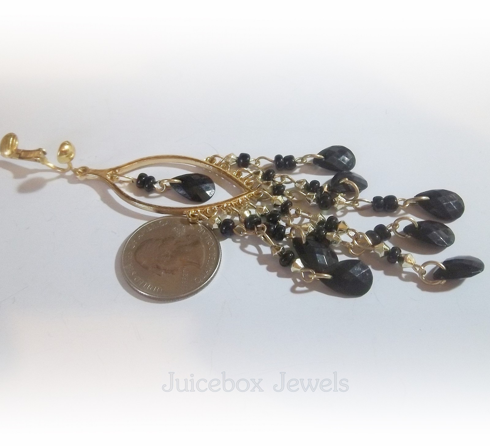 CLIP ON 4″ Chandelier Teardrop Dangle Non-Pierced Long Earrings 1 Pair