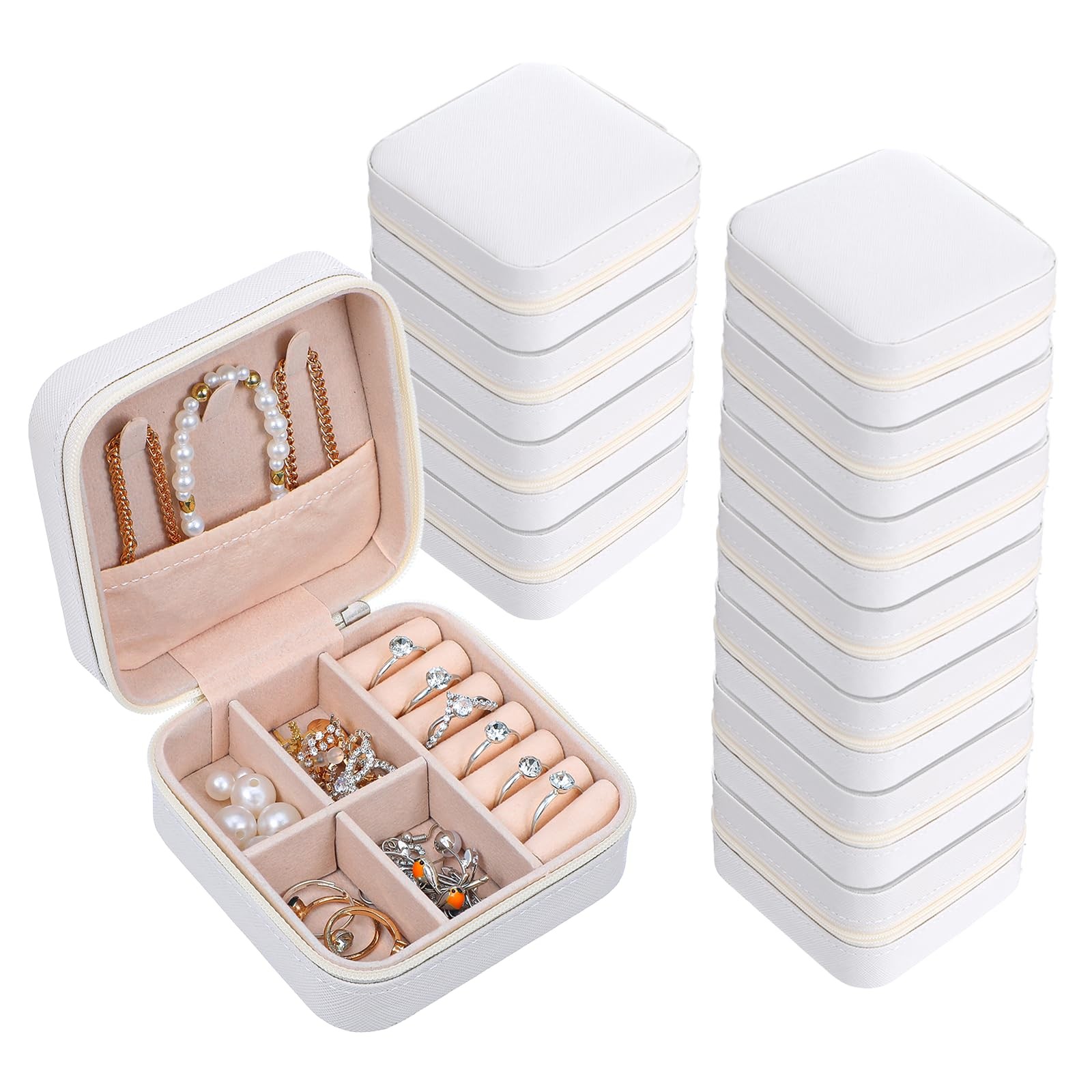 12pcs Mini Travel Jewelry Case,White Bridesmaids Proposal Small Jewelry Box M