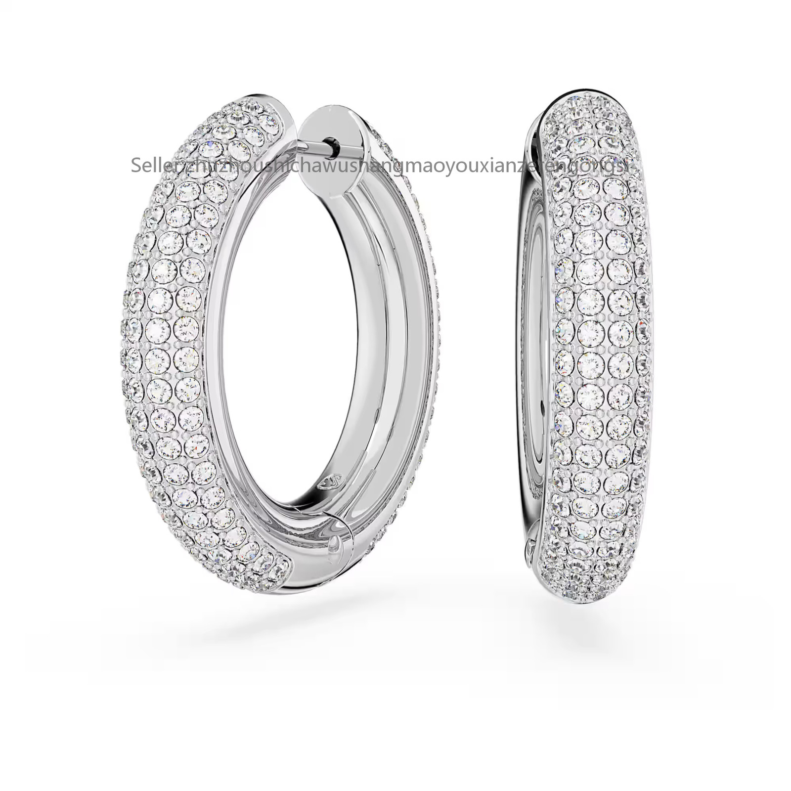 Dextera White Rhodium Plated Hoop Earrings Medium New
