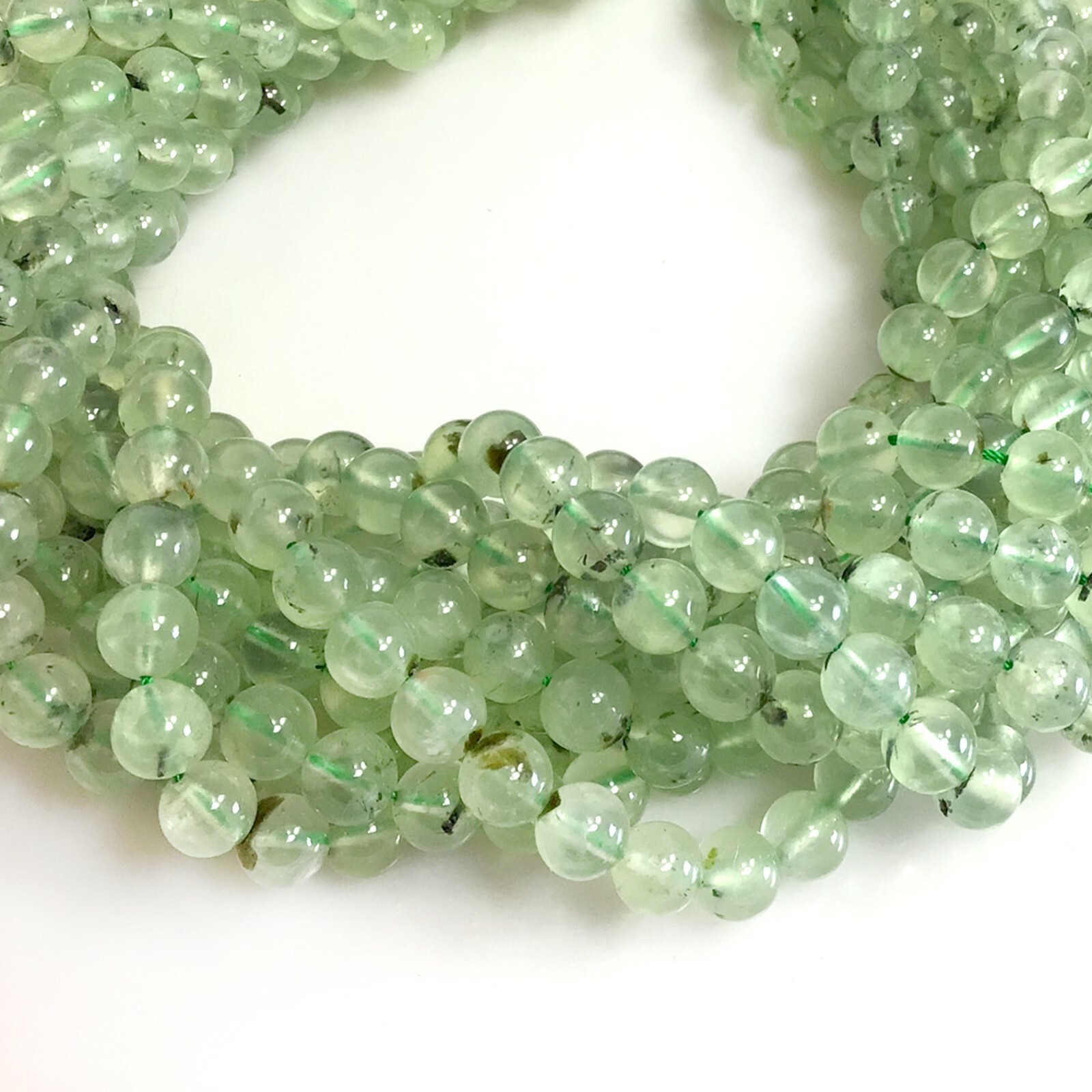 Gemstone Green Natural Prehnite Round Beads 15″ strand 4mm 6mm 8mm 10mm 12mm