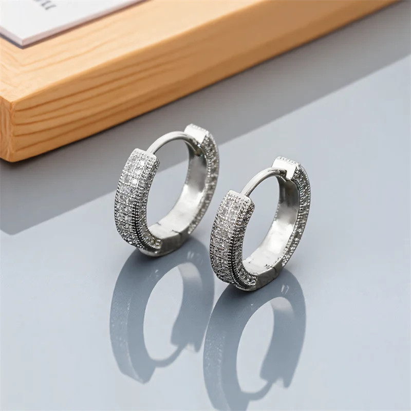Female Male Multicolor Zircon Small Round Hoop Earrings For Men Women Minimalist