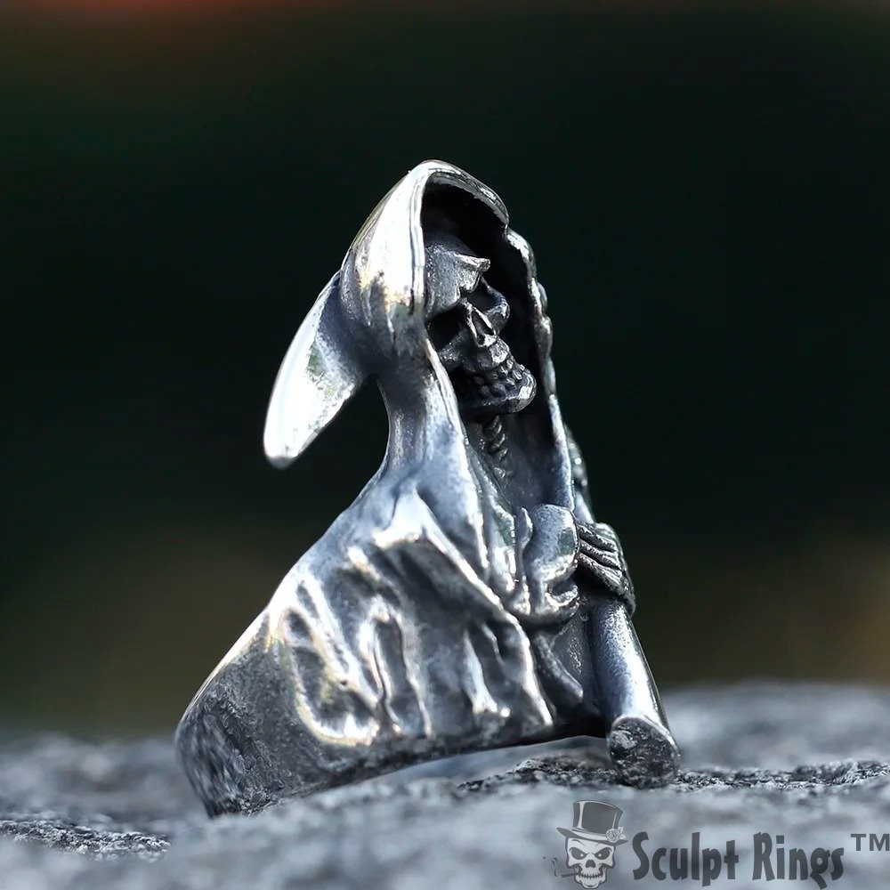 Sculpt Rings™ Grim Reaper Stainless Steel Ring – Gothic Biker Skull Jewelry