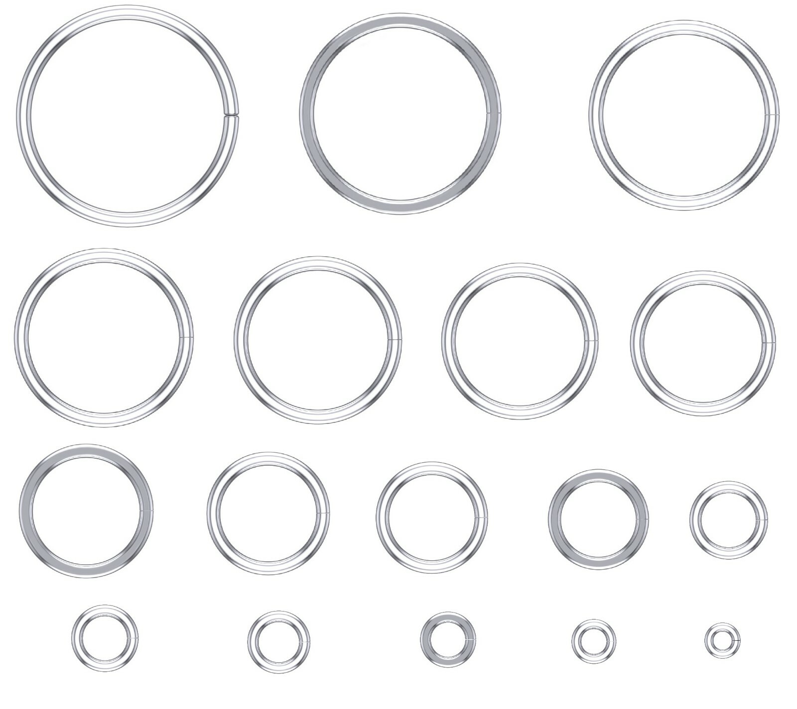 14K Solid White Gold Round Open Jump Ring 20 Gauge 0.8mm Chain End 1.6mm-10mm ID