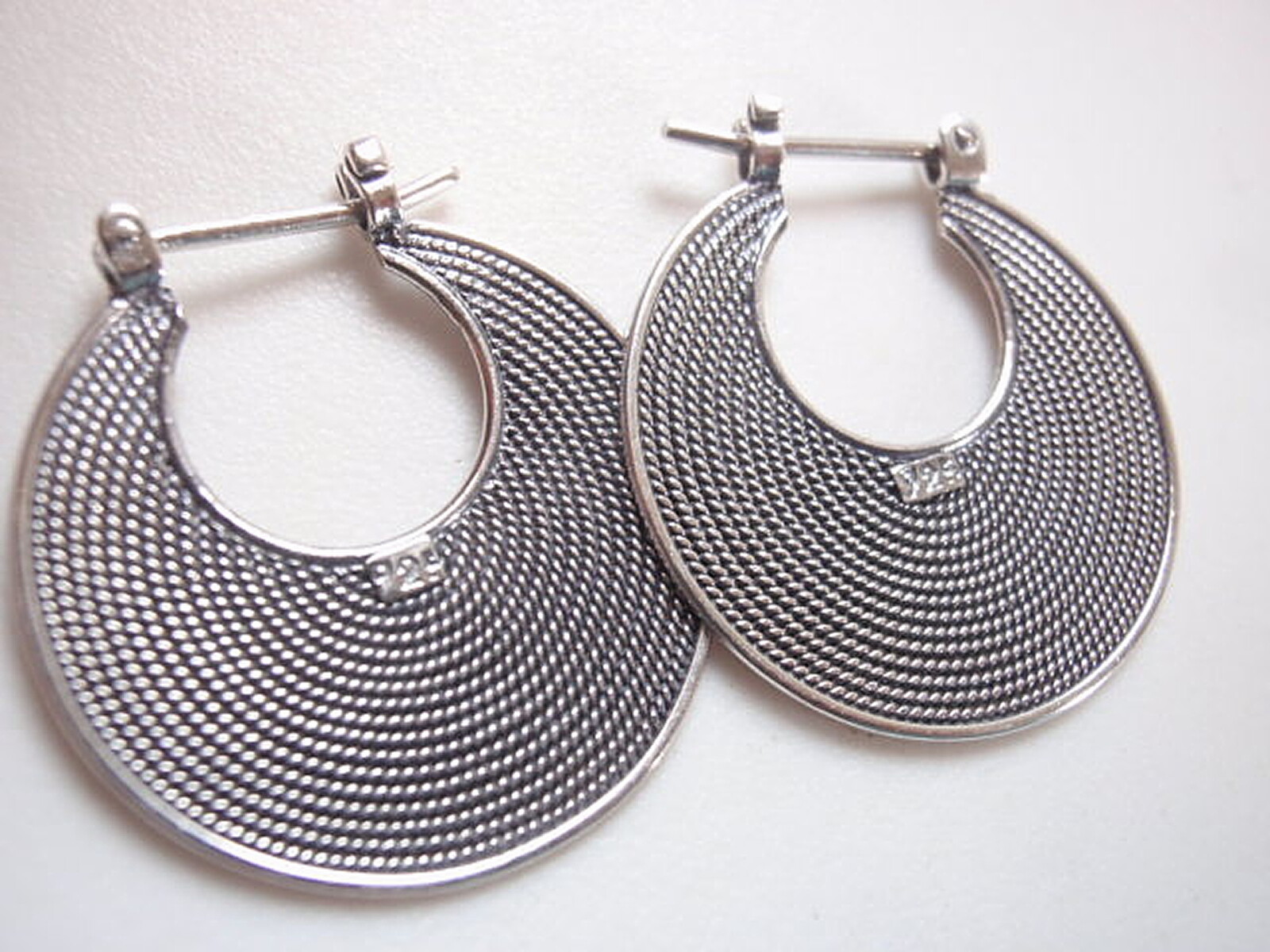 Multiple Concentric Circles Hoop Earrings 925 Sterling Silver Rope Style