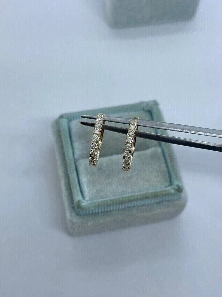 3Ct Round Cut Lab-Created Diamond Huggie Hoop Earrings 14K Yellow Gold Finish