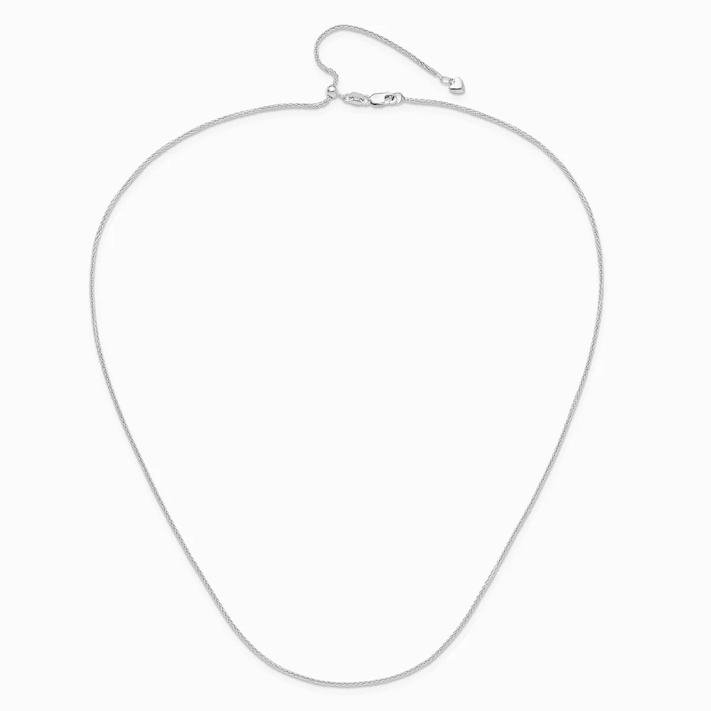 14K White Gold Adjustable 1.4mm Wheat Chain Necklace 22″-30″
