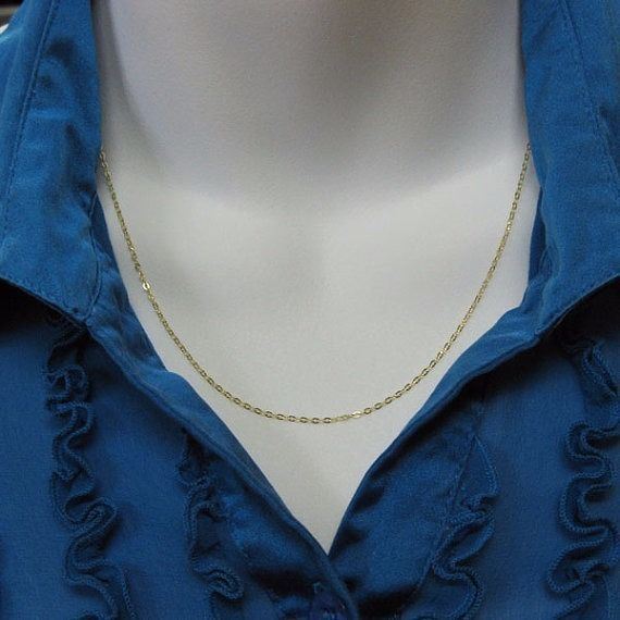 22K Gold Plated over Sterling Silver Necklace-Cable Flat Oval Chain (All Sizes)