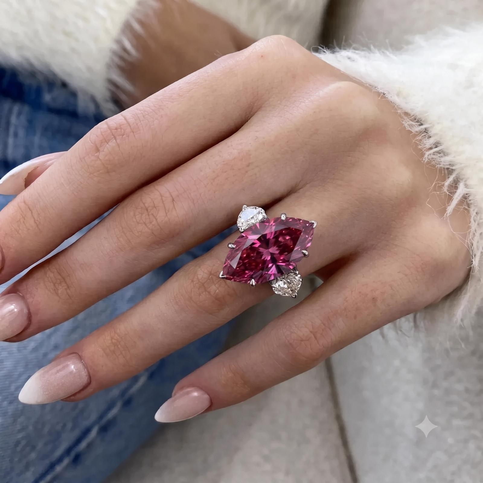 RARE 7.80 Ct Certified Pink Diamond Ring, Great Sparkle. FREE Diamond Studs