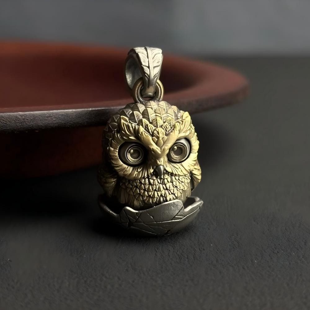 Owl Fidget Pendant, Interactive Blinking Eyes, Baby Owl Charm, Stress Relief