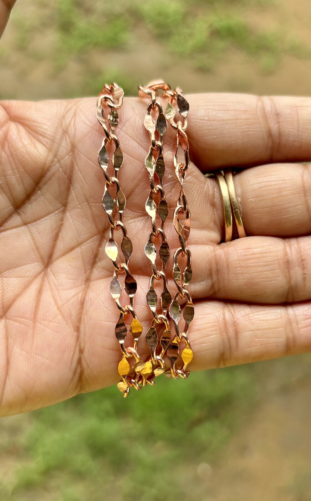 30 inch Pure Concave Link Chain Necklace, Healing Copper Jewelry