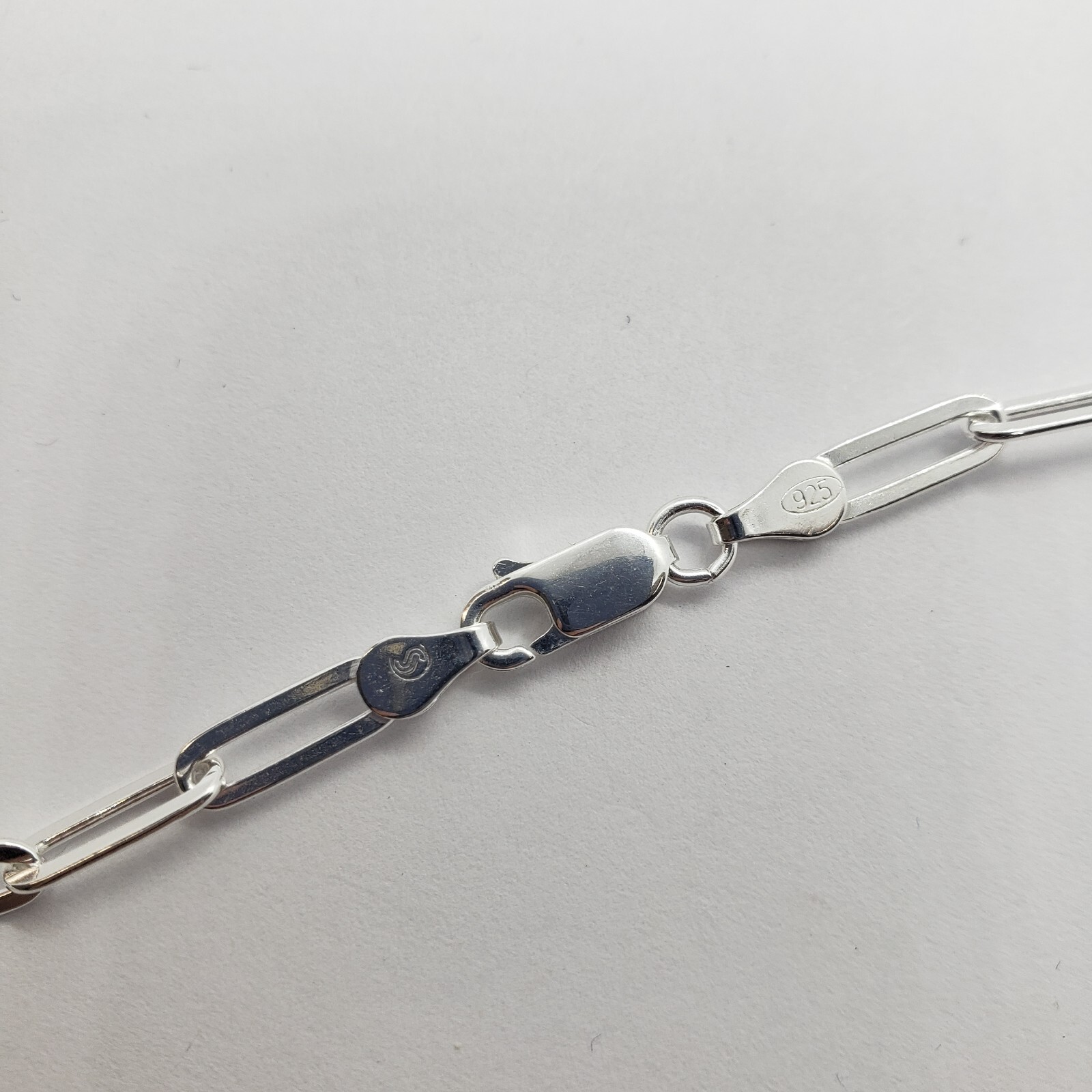 925 Sterling Silver Paperclip Chain Necklace Bracelet Italy 3mm Sizes 7-30 inch