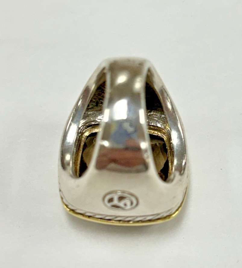David Yurman Sterling & 18k Smoky Quartz Diamond Albion Ring Size 5