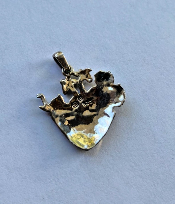 Signed SU 925 Sterling Silver Noahs Ark Pendant Charm Boat Lion Giraffe Elephant