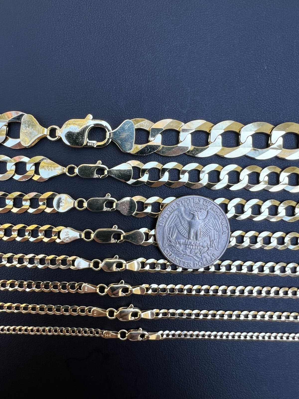 Real Solid 14k Yellow Gold Curb Miami Cuban Link Chain 16-30″ 2.5-12mm Necklace