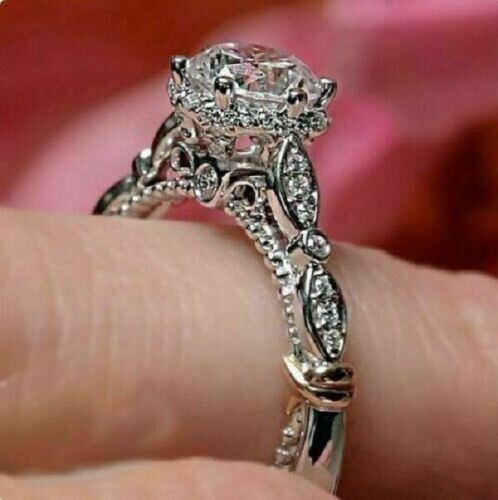 2.50Ct Lab Created Diamond Round Diamond Engagement Ring 14K White Gold Finish