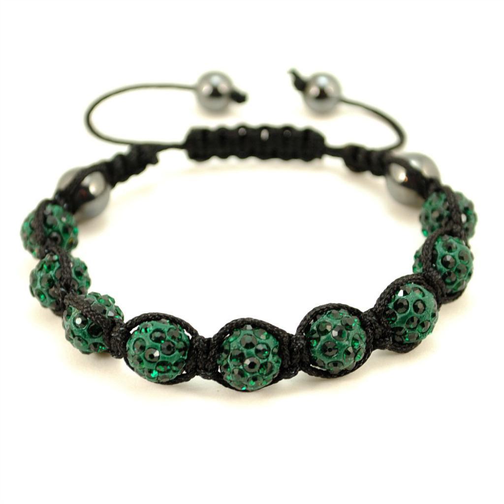 SPARKLING CRYSTAL BEAD BRACELET 10mm Shamballa Style Pave Disco Ball Hip Hop NEW