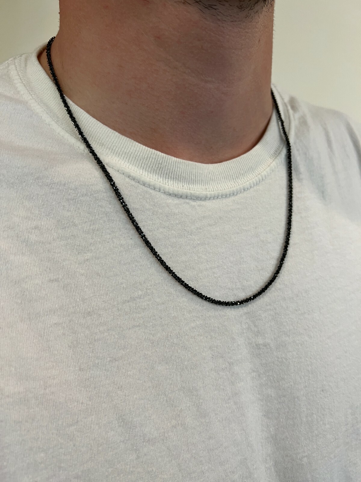 Black Rhodium Real 925 Silver Twisted Rock Sparkle Rope Chain Necklace 14-24″