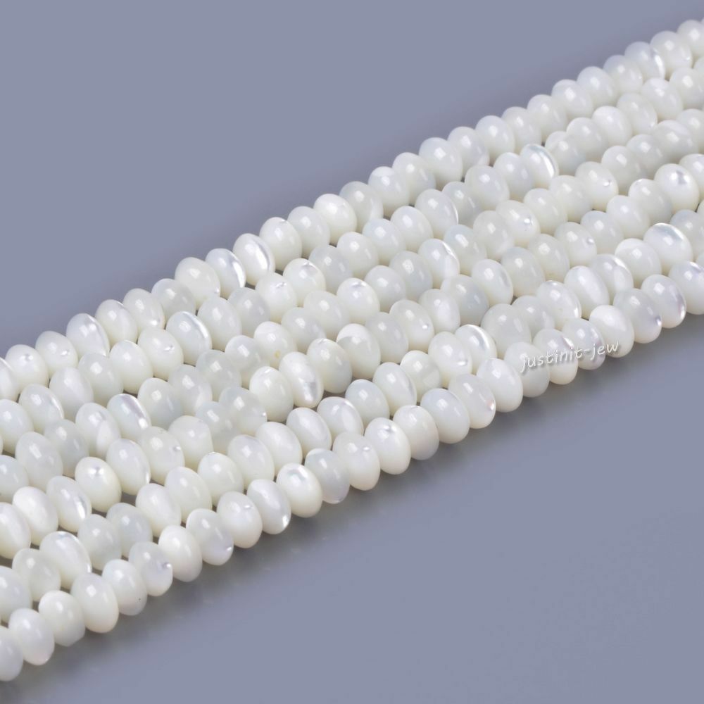 4mm Mother of pearl mop shell rondelle loose beads 15.5″ jj0400