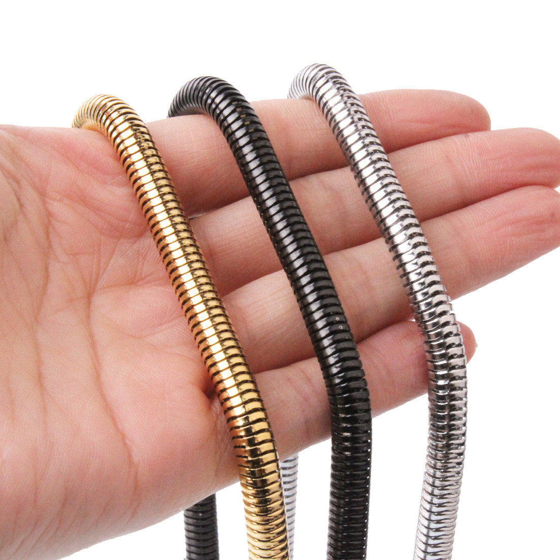 4.2/6mm Stainless Steel Cool Snake Round Chain Mens Womens Necklace Jewelry 24″