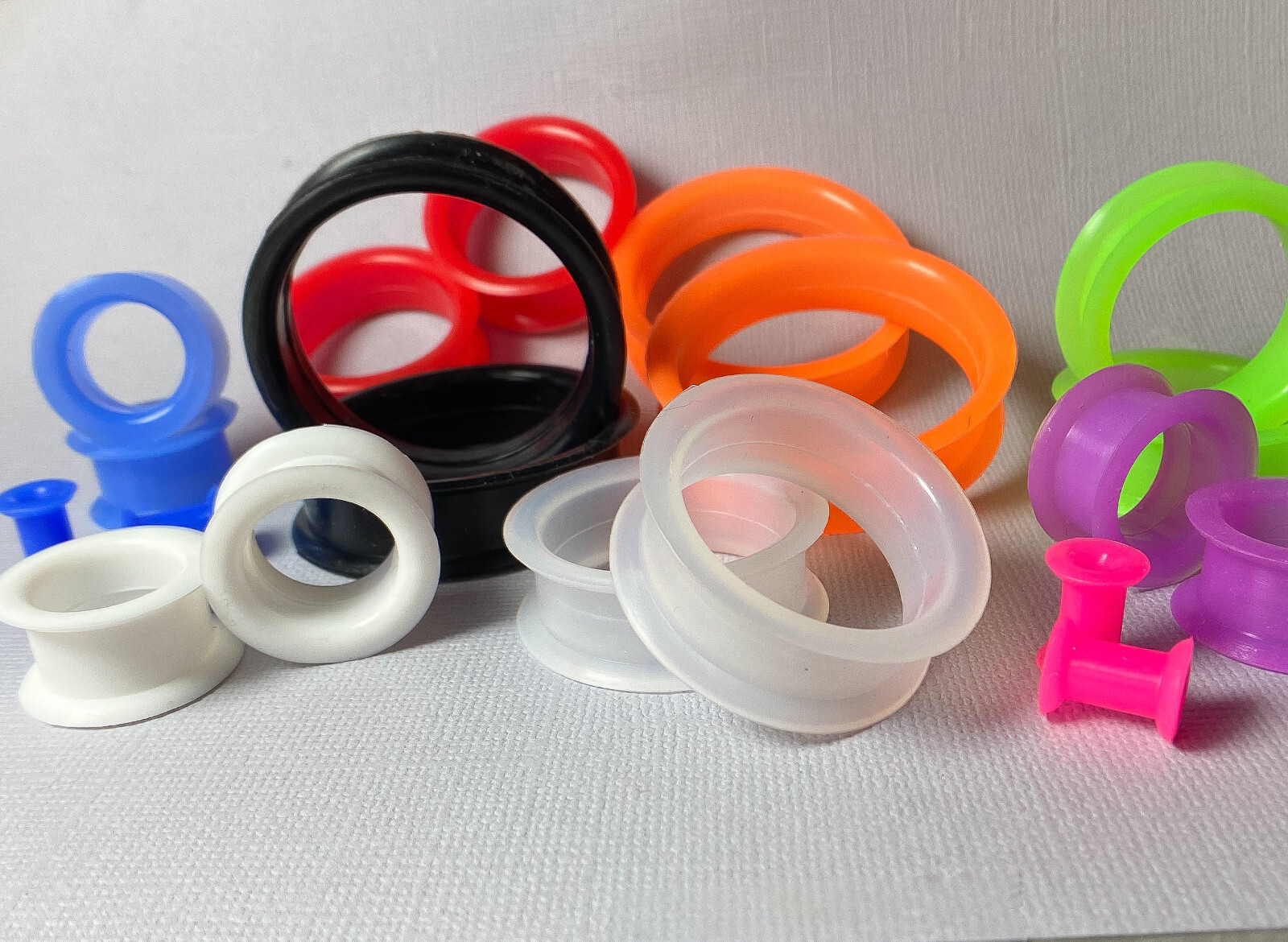 PAIR Soft Silicone Ear Tunnels Plugs – choose from 10 colors up to size 50mm!