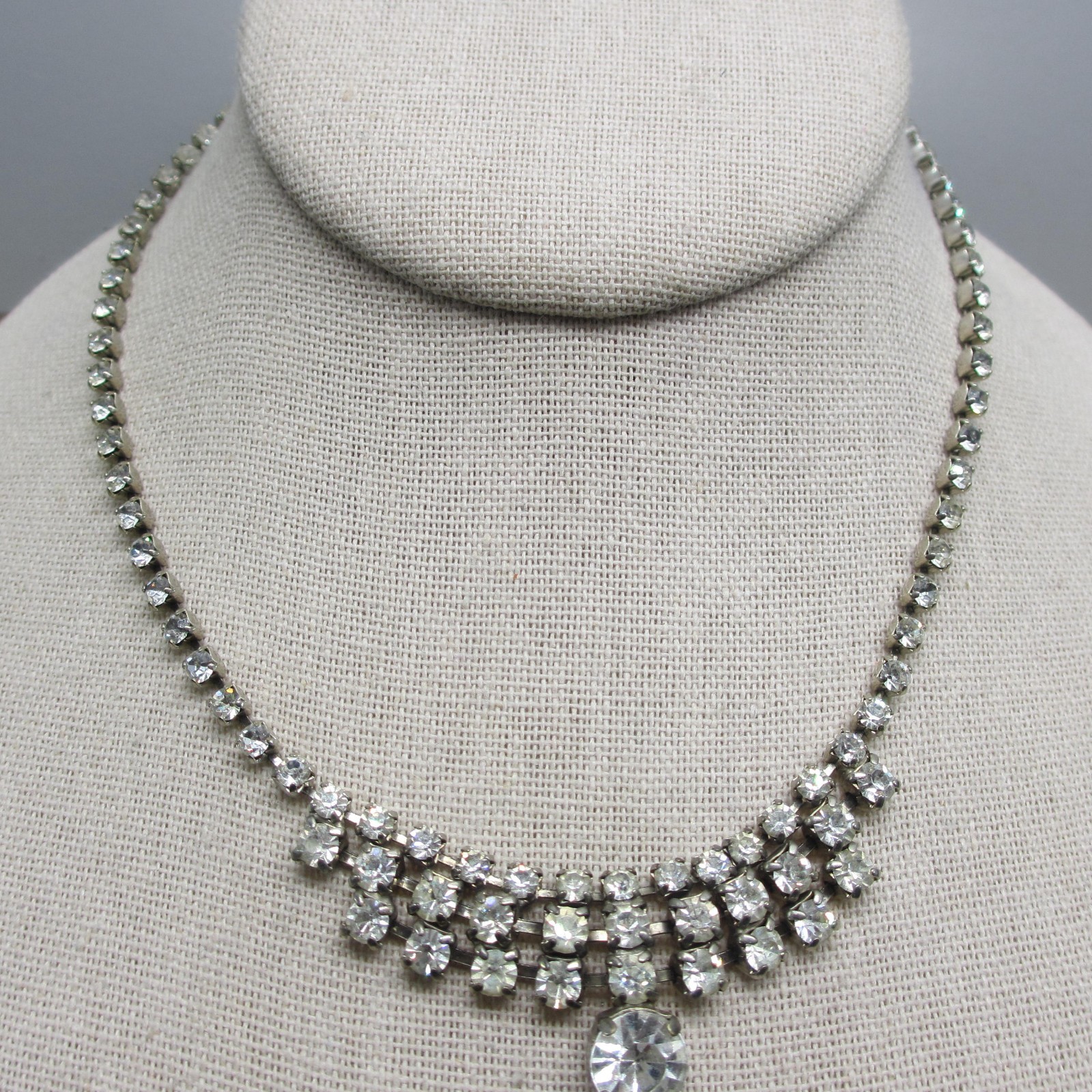 Vintage Rhinestone Necklace Wedding Special Occasion Choker 24 Inch