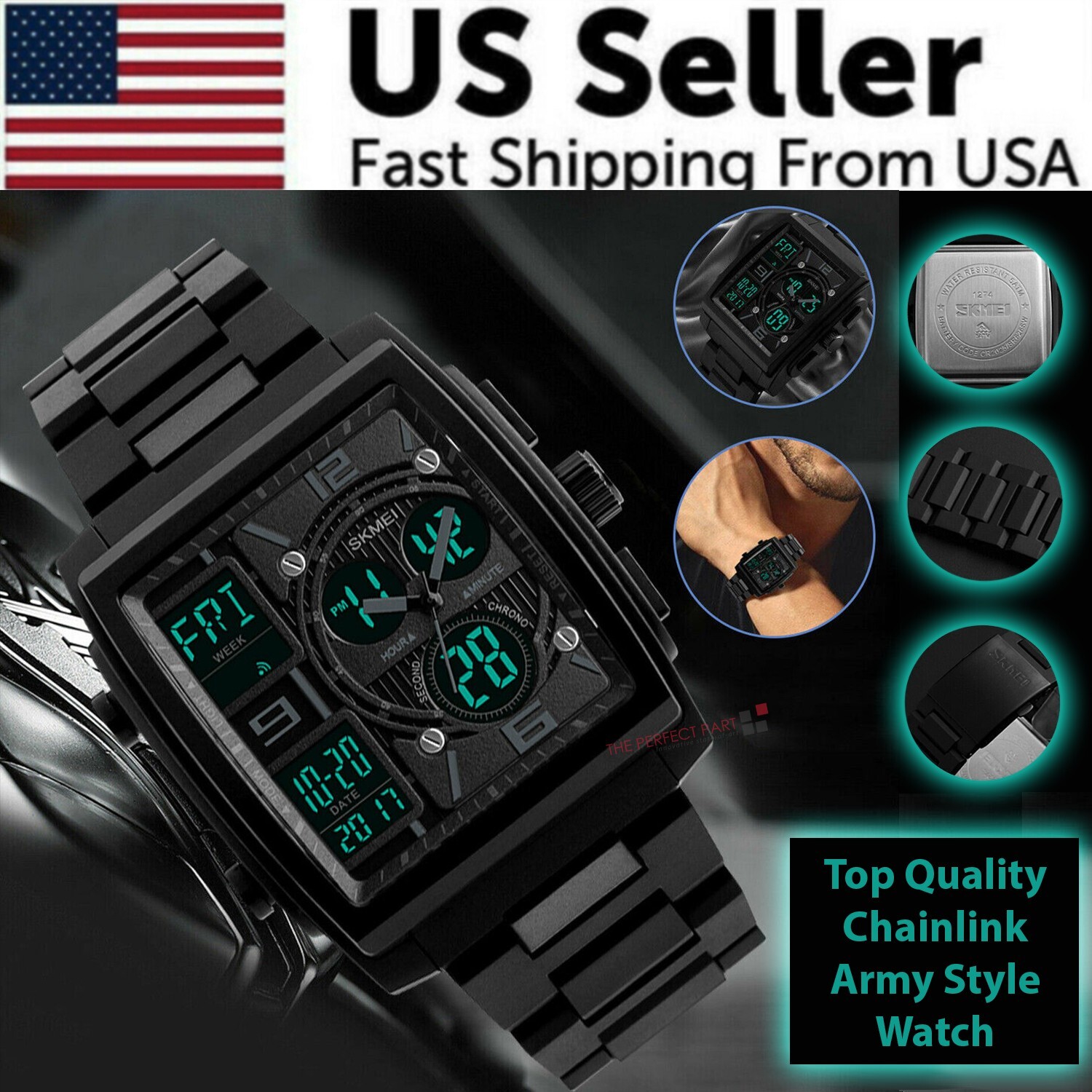 Chronograph Men’s Digital Army Military Sport Quartz Analog Waterproof Watch US
