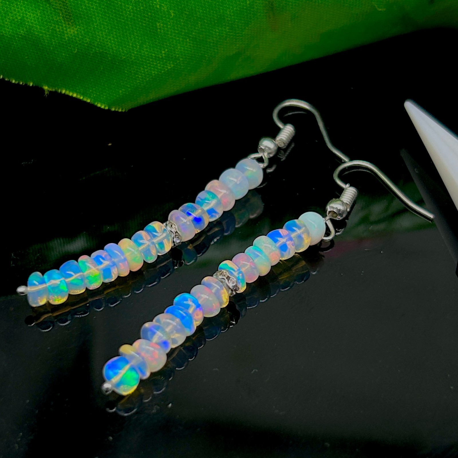AAA+ Fire Opal Gemstone Cluster Earring, Genuine Multifire Opal Nugget Beads