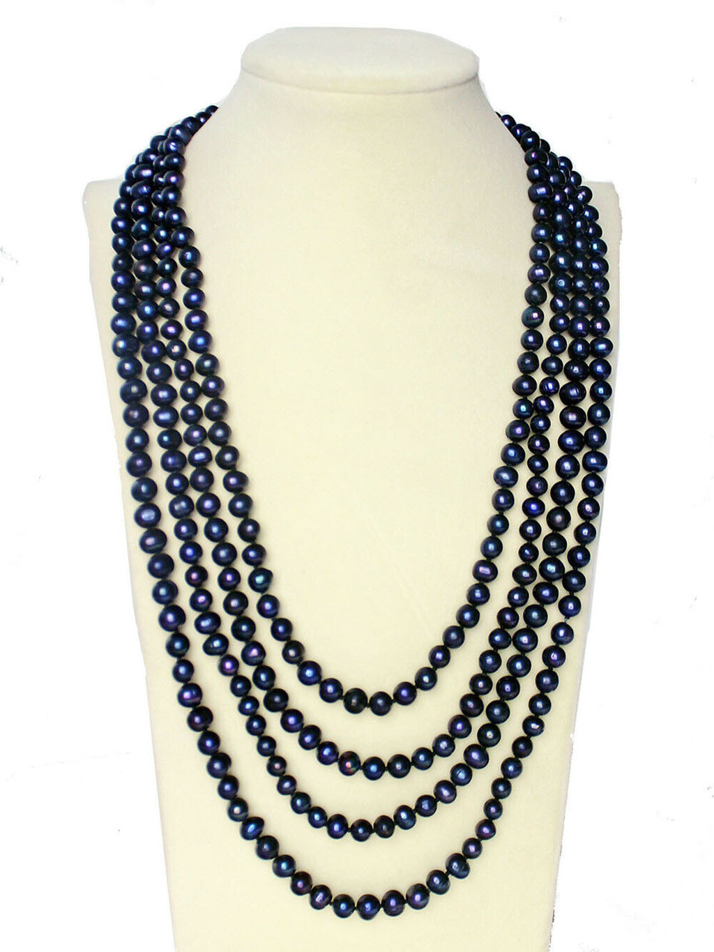 Natural 6-6.5mm White Black Freshwater Cultured Pearl Long Necklace Jewelry 100”