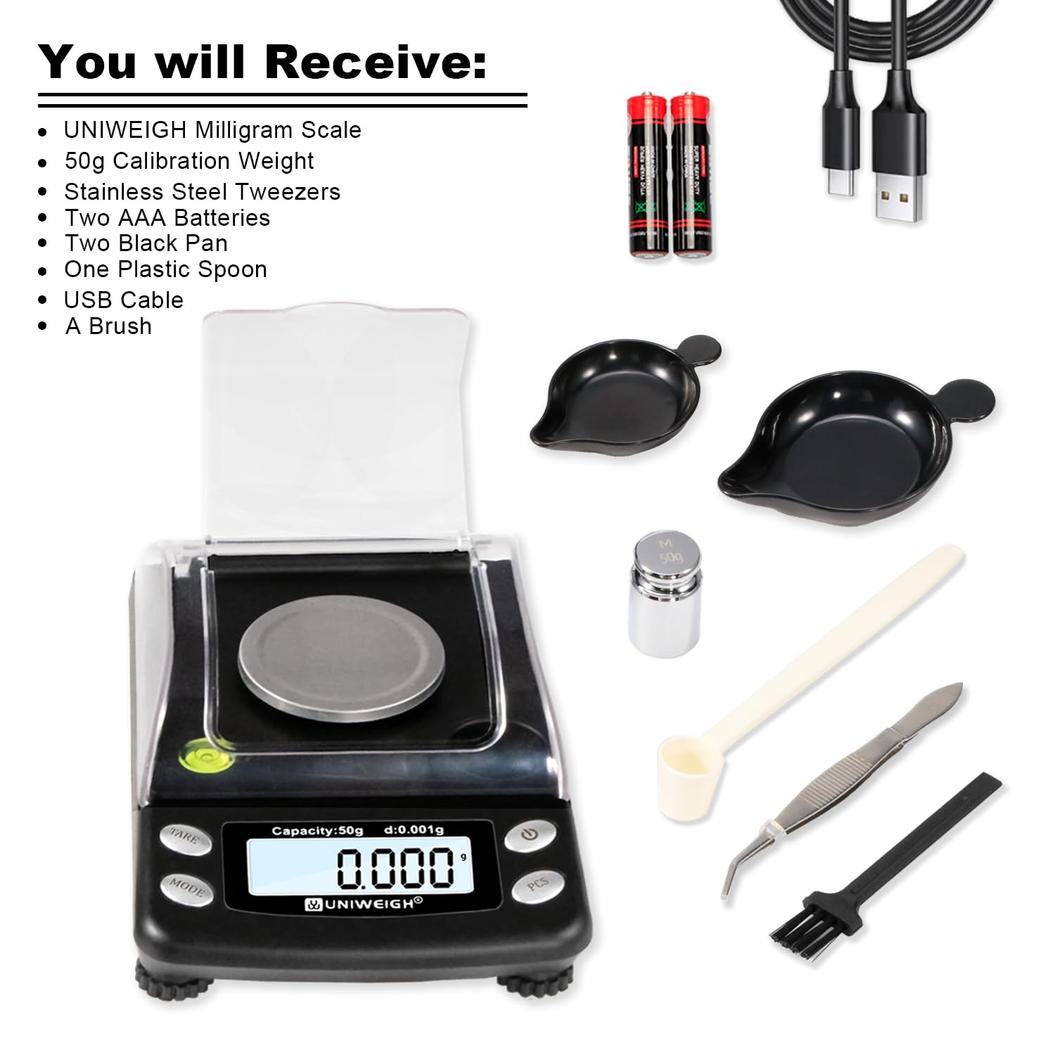Digital Milligram Scale Accurate 0.001G/50G,Precision Mg Scale for Jewelry,Powde