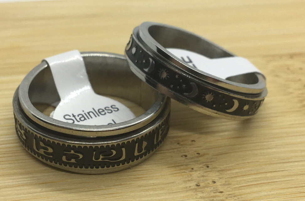 2 PC Lot Steel Spinner Ring Anti Anxiety SZ 7 Stress Relieving New 2342