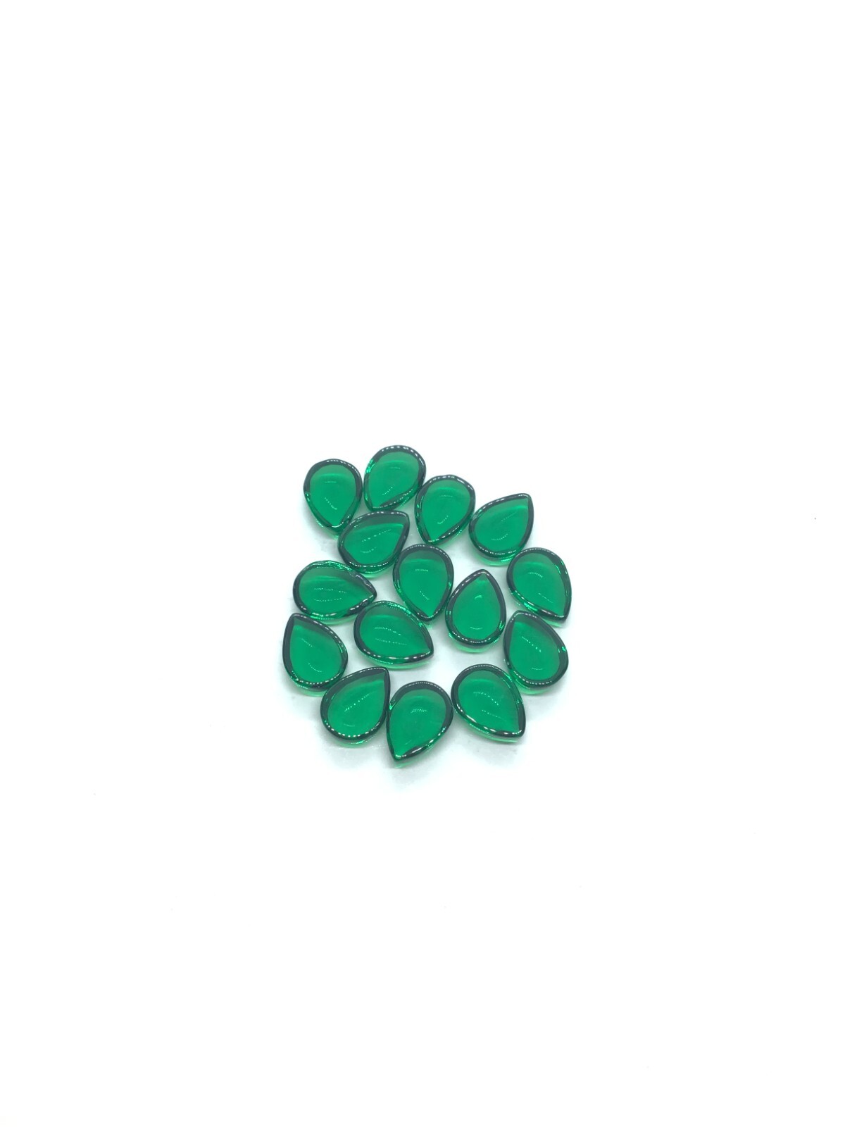 AAA Green Emerald Pear Flat Back Cabochon Synthetic Loose Gemstone Calibrated