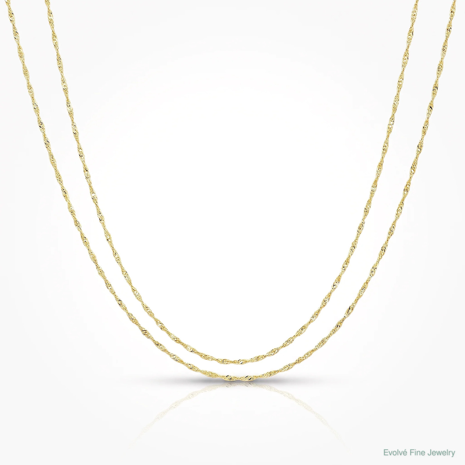 14K Yellow Gold 1mm Carded Singapore Chain Necklace 16″-24″