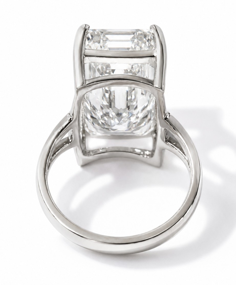 10.04ct F, VVS2 Emerald Cut Lab Grown Diamond Solitaire Ring IGI Cert $15,150