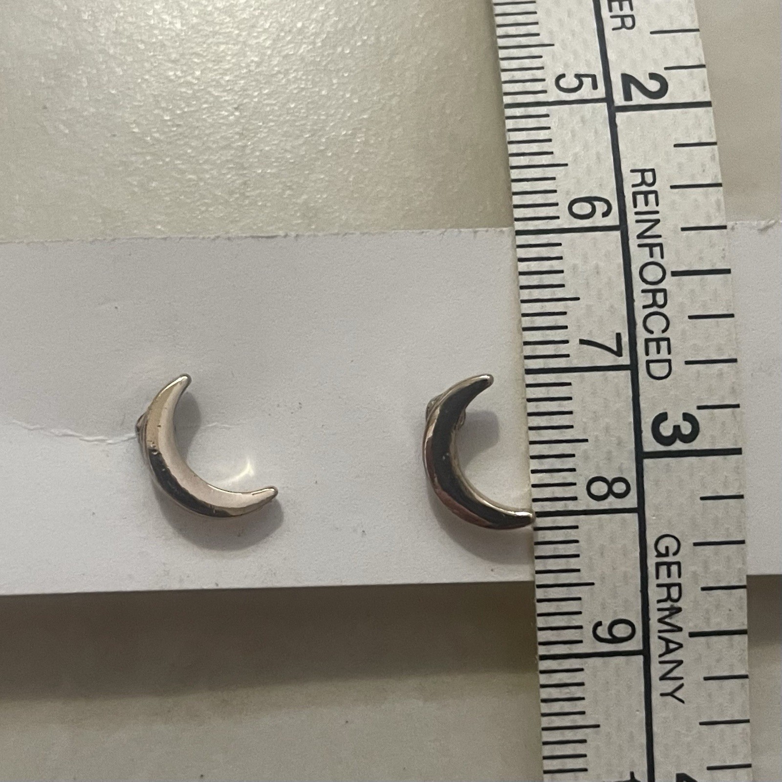 Gold-Colored Metal Crescent Moon Stud Earrings