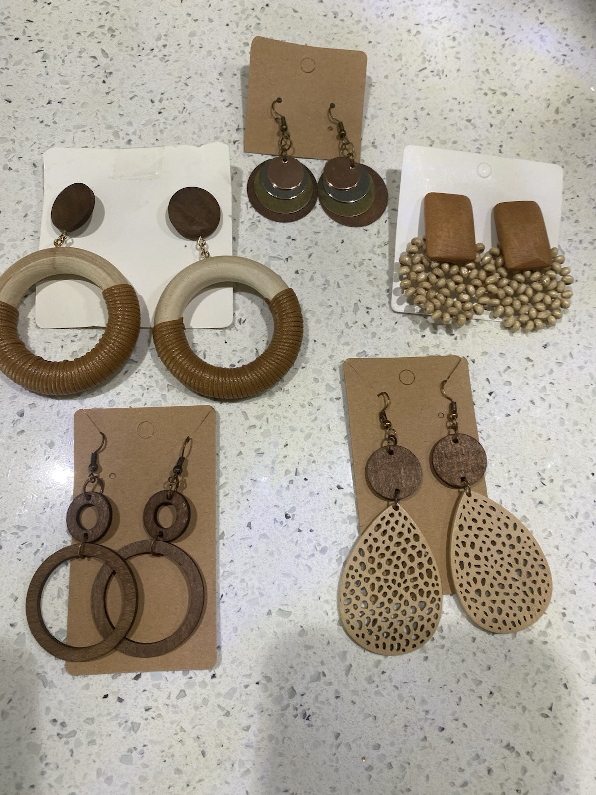 New earrings, 5 pair lot, pierced