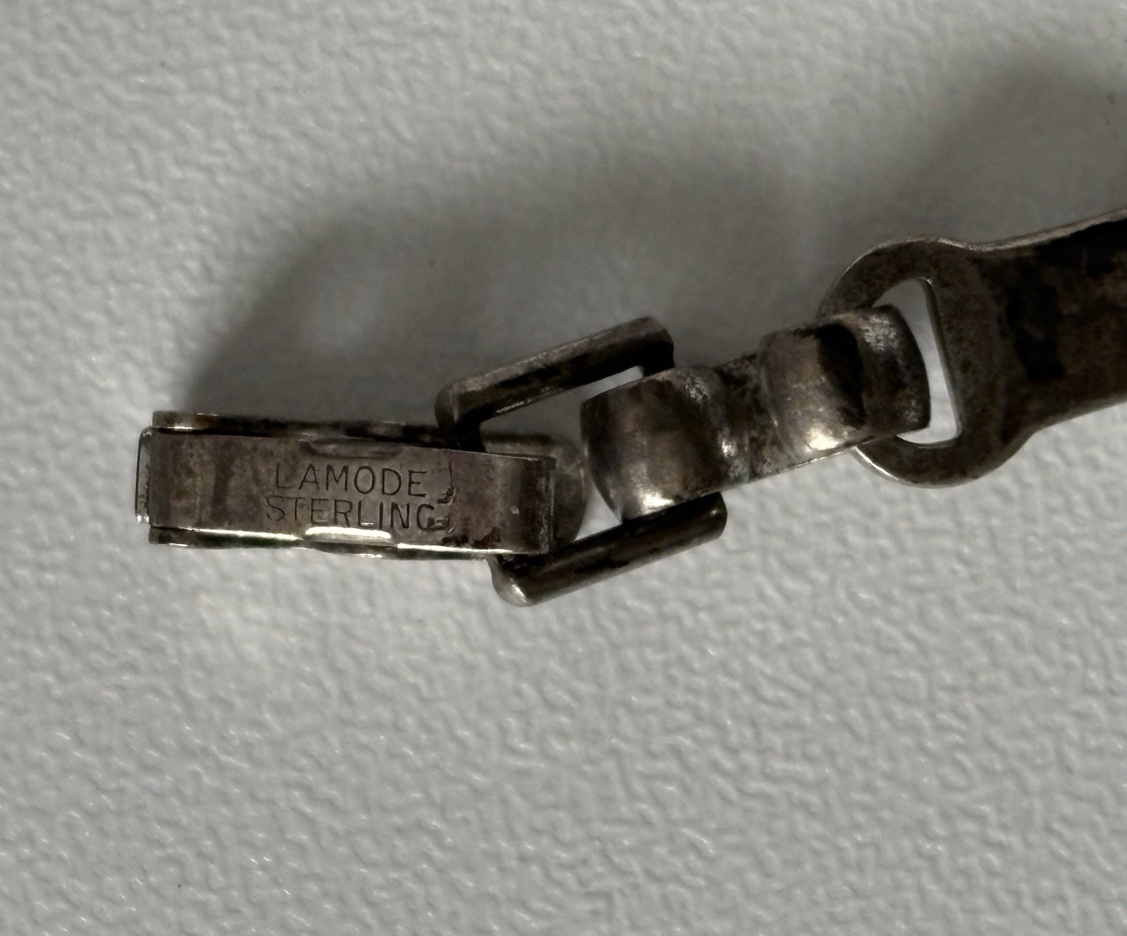 LA MODE Sterling Silver ID Bracelet 7” Floral Vintage Etched SHAROIN 13.58 Grams