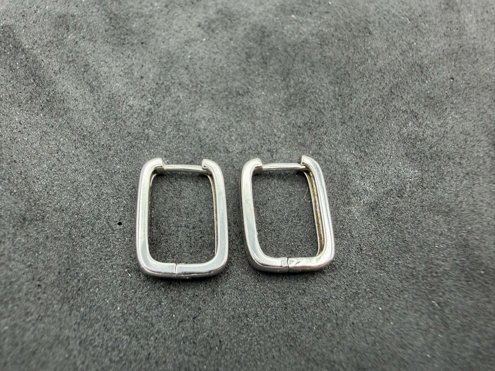 1.35g Vintage Sterling Silver 925 Rectangular Hoop Earrings Minimalist M
