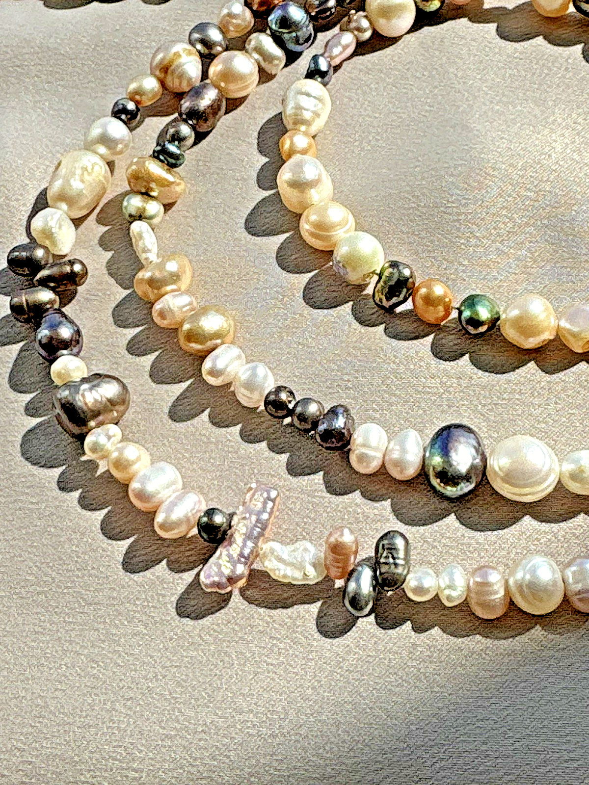 Multicolor Freshwater Pearl 69″ Long Necklace Iridescent Variation