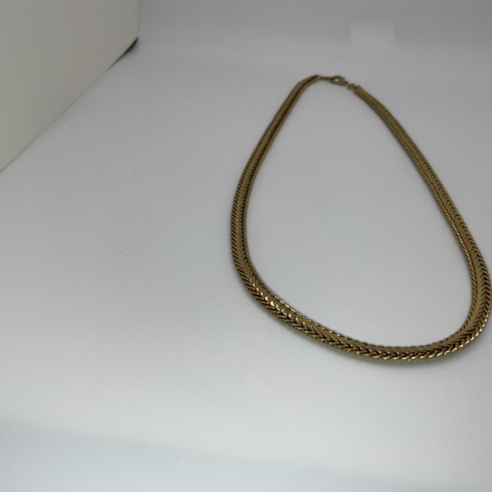 14K GP ITARY Wheat Chain Necklace 18.5 “ Lobster Claw 1/4” Wide Stamped VTG
