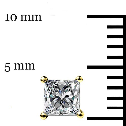 1.0 Ct Princess cut MOISSANITE Studs Earrings Solid 14k Yellow Gold Screwbk Gift