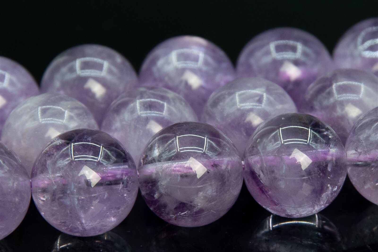 10-11MM Genuine Natural Translucent Deep Lavender Amethyst Beads AA Round Beads