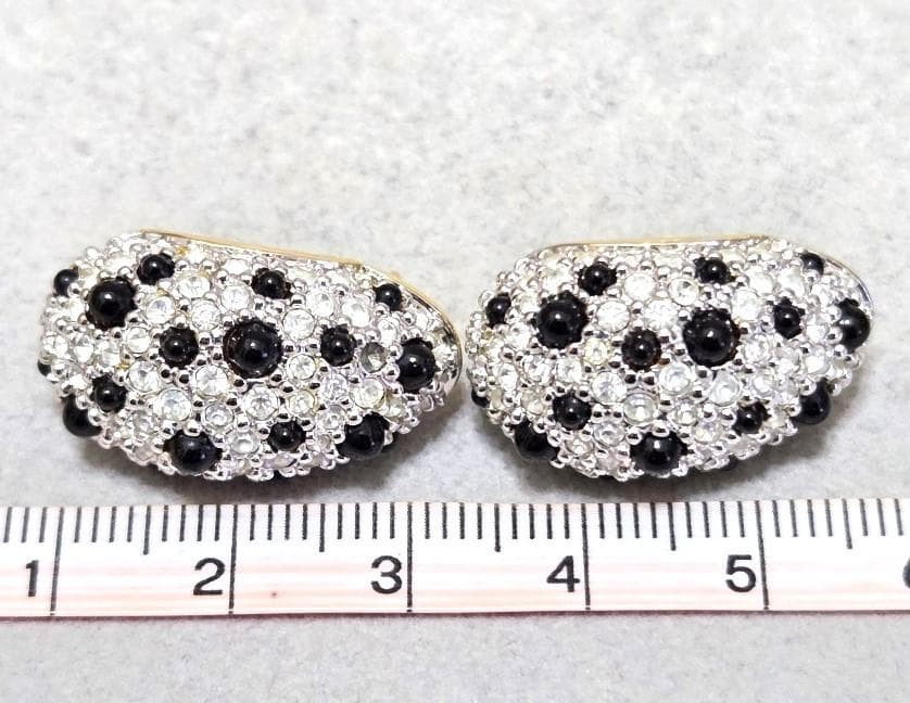 Swarovski Black & White Oval Shape Earrings Used Not specified