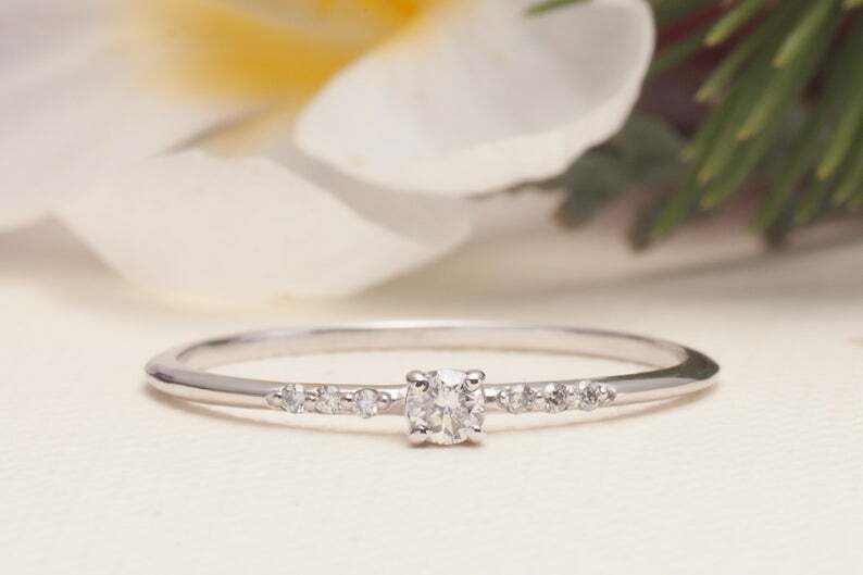 Petite Solitaire with Accents Ring 1ct Lab-Created Diamond Yellow Gold Plated